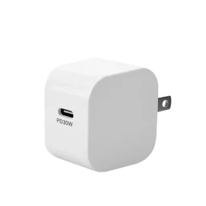 GaN 30W Wall Charger Dual USB C Ports Foldable Pins PD Fast Charging Block Power Adapter for Smartphone
