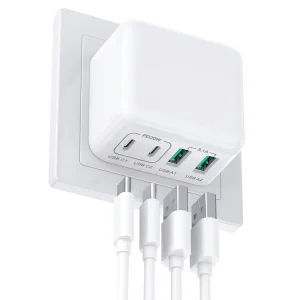 GaN 40W 4 Port USB C Phone Charger Adapter Block US/EU/AU/JP/UK Plug Multiport USB C Fast Charging Block for Apple Charger
