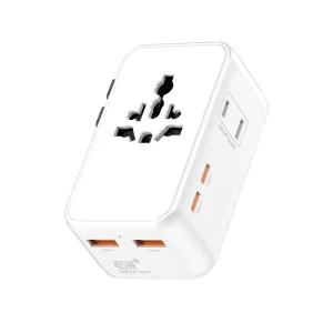 GaN 45W 4 Port PD International Charger Adaptor Slim Universal Travel Plug Adapter with Type C & USB Ports Ultra Thin Design
