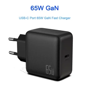 GaN Technology 65W USB-C Fast Charger PD3.0 PPS Adapter for Laptop with 51x53mm Size and Overheat Protection