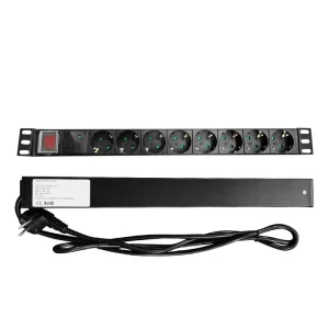 Germany Type PDU 8 Way Aluminium Shell 16A Power Strip with Surge Protector for Server Rack & Network Cabinet