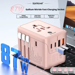 Global Power Converter 87W PD GaN 100W Travel Charger Universal All-in-One Fast Adapter Block Socket