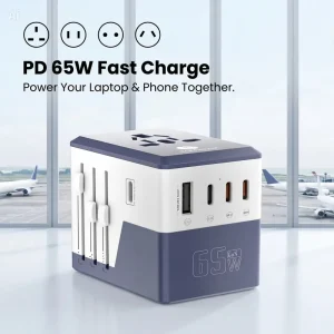 Global Power Converter Worldwide 65W Universal Gan Travel Adapter PD Type C Charger Plug Adaptor for iPhone MacBook