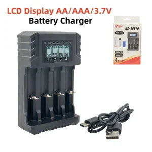 HD-4881A 4-Slot Type-C Fast Charging AA/AAA Nickel-Metal-Hydride Battery Charger Automatic Stop for Camera Microphone Use