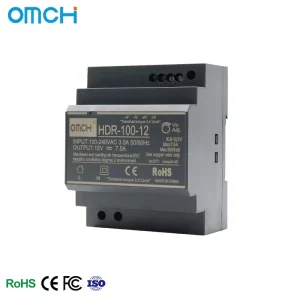 HDR-100 Series DIN-Rail SMPS 12V/24V/48V 7.1A/3.83A/1.93A AC/DC Industrial Customisable Single 100W Switching Power Supply