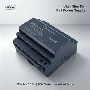 HDR 150 24 24V 6.25A Industrial DIN Rail Power Supply Universal Voltage Design Safety Isolation for Building Control System