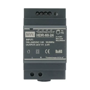 HDR-60-24 HDR Series 60W AC-DC Ultra-Thin DIN Rail Switching Power Supply, 5V/12V/24V