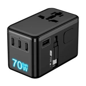 HL-A06-PD70W Universal Travel Adapter International Plug Type-C Retractable Cable