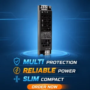 HRL Aluminum Case AC DC Switching LED Power Supply 80% 89% Efficiency 3-Year Warranty 220V Input