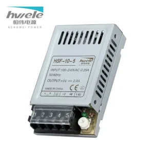 HSF 10W 5V Industrial Grade AC DC Miniature Economy Type Switching Power Supply 5V 0.25A 76% Efficiency Universal LED