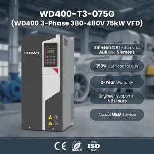 HYTECON 100HP 3-Phase 380V-460V 50/60Hz Variable Speed Controller WD400-T3-075G AC Drive Inverter 75kW VFD Heavy Duty Stone