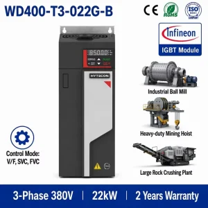 HYTECON 30HP 22kW 380V 3 Phase VFD Inverter with DC Reactor Interface Harmonics Suppression AC Motor Drive for Compressor IP20