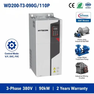 HYTECON High Efficiency Frequency Converter 90KW 110KW VFD 3 Phase 380V 125HP 150HP Variable Speed Drive AC Motor Inverter
