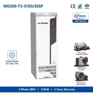 HYTECON Industrial Heavy Load AC Drive 420HP 475HP VFD 3 Phase 380V 315KW 355KW Frequency Inverter for Municipal Water Supply
