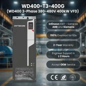 HYTECON Industrial Three 540 Horsepower AC Drive 400kW VFD Frequency Inverter 380V WD400-T3-400G for Large Pump Mining Mill