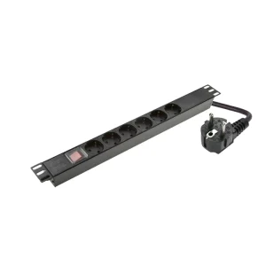 Heavy Duty 1U 19″ Germany Type 6-Way Power Distribution Units with On/Off Switch for Data Center Cabinets