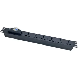 Heavy Duty 1U 19″ Universal Aluminum Alloy 6-Way Power Distribution Units 1P Circuit Breaker 1.8m Cable Data Center Cabinets