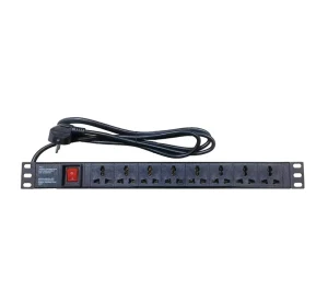 Heavy Duty 1U 19″ Universal PVC 8-Way Power Distribution Units with On/Off Switch for Data Center Cabinets