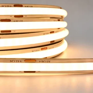 High Brightness 12V Copper IP20 Thick Gel COB LED Strip 240 LEDs/m 8mm Wide Dotless Flexible Linear Light Cabinet Showcase Shelf