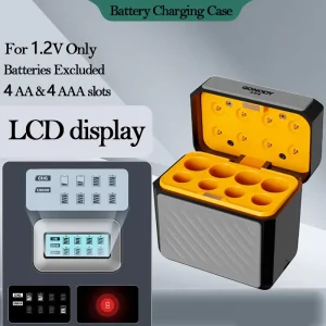 High Capacity Battery Charger Station LCD 4+4 Slots for AA AAA 1.2V 1.5V Rechargeable Lithium Li-ion NiMH Batteries