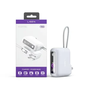 High Efficiency 35W Wall Charger 7000mAh Power Bank Built in Cable Portable Battery for iPhone 17 16 Samsung Travel Kit