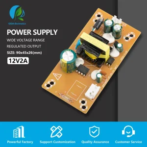 High Performance Qida 12V 2A AC DC SMPS Switching Power Supply 24W Single Output Industrial Use 180 264VAC Input 2 Year Warranty