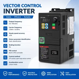 High Performance Single Phase Variable Frequency Converter 220v 380v AC VFD Drive 0.4 7.5KW Vector Control Water Pump Inverter