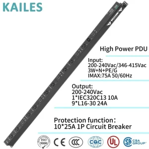 High Power PDU Series 75A Mining Three Phase Power Distribution Unit with 10 Sockets 200-240VAC