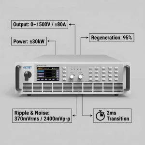 High Precision Programmable 3U Rack Mount Bidirectional DC Power Supply PBS 21500 80L 1500V 80A 30kW for Industrial R&D
