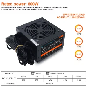 High Quality 600W Desktop Computers Power Supply Gaming Pc Switching Voltage Power Supplies