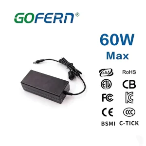 High Quality Travel Charger AC DC 12V 5A US EU Plug Power Supply 12v 5A Single Output CE ETL FCC 60W Switching Power Adapter