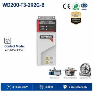 High-Stability Vector Drive 2.2kW 3HP VFD 3-Phase 380V Inverter with IGBT, Capacitors, and Built-in Brake