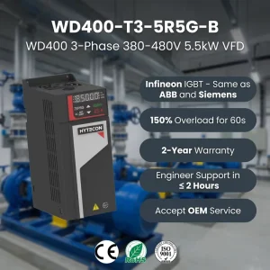 High-Torque 7.5HP Motor Speed Governor 380V 5.5kW Three-Phase AC Drive VFD WD400-T3-5R5G-B Frequency Inverter Integrated