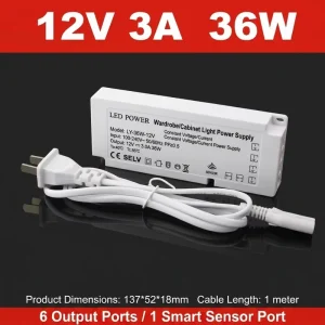 Household Lighting Decoration Wardrobe Ceiling Energy Control 220V Transformer 12V Supply Module Board Power Plug Adapter