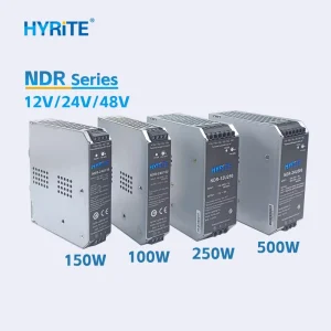 Hyrite NDR 5V 12V 24V 48V 100W 150W 250W 500W Single Wide Ultra Output Voltage Industrial Input DIN Rail Voltmeter Power Supply