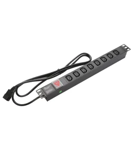 IEC C13 PDU with Switch 19″ Aluminum Alloy 220V 10A Power Distribution Unit for Network Cabinet