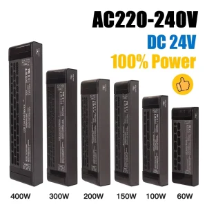 IP20 Strip Light LED Driver 220 240V AC DC24V Full Power Supply 60W 400W Constant Voltage Led Switching Power Supply CE CB SAA