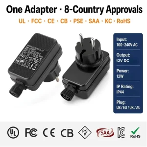 IP44 Waterproof Power Adapter 12V 1A For Outdoor LED Lighting OEM Manufacturer CE RoHS