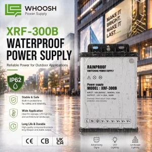 IP62 Indoor 300W 12V 24V AC DC Switching Power Supply Single Output for Commercial Lighting Signage Light Box