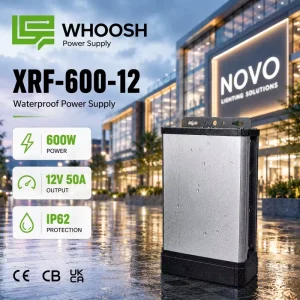 IP62 Waterproof Power Supply 600W 12V 50A AC-DC LED Driver for Outdoor Advertising Light Boxes and Channel Letters