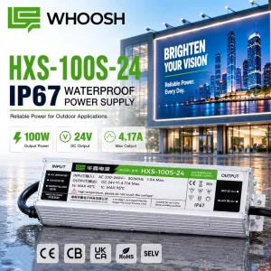 IP67 Waterproof 24V 4.17A 100W LED Power Supply AC-DC Switching Driver for Outdoor LED Strip and CCTV