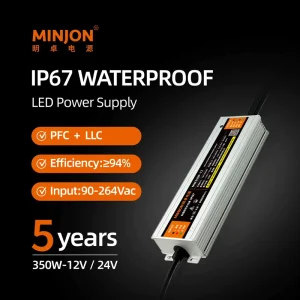 IP67 Waterproof 350W LED Driver Constant Voltage Transformer AC DC 24V Single Outdoor Lighting CE 3 Year