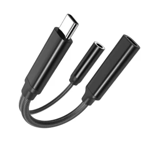 ISO9001 Factory 32bit 384khz 2 in 1 USB Type C to 35mm AUX Audio Adapter PD 60W 3A USB Cable Fast Charging Audio Cable 35mm