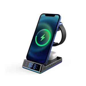 Ilepo 5 in 1 Fast Charging Station Wireless Charger with Display Portable Multifunction Electric Charger