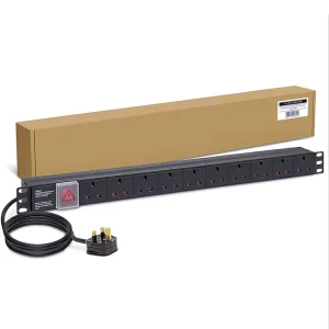 Industrial 10 Way 1U UK Vertical 13A 250V Switched Power Distribution Unit (PDU) Aluminum Alloy with Switch Cover
