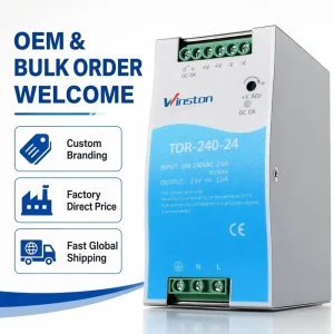 Industrial 240W 24VDC 10A DIN Rail Power Supply for Factory Automation CNC PLC HMI Control Cabinet LED AC-DC