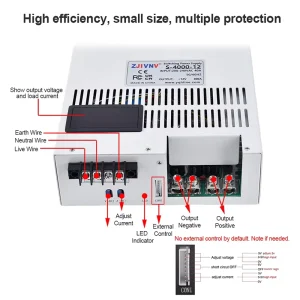 Industrial 4000W AC-DC Switching Power Supply 60V Output Single Output Constant Voltage Current Adjustable LCD Display