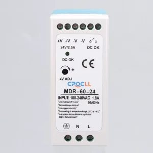 Industrial AC DC Switching Power Supply MDR 60 24 60W 24V Output CE RoHS for Rail Mount