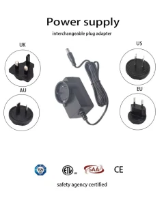 Interchangeable Plug Certified Switching Power Supply Adapter 5V 24V Output 3A Current for LED