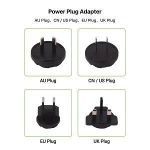 Interchangeable Plug Power Adapter with Detachable Plug 12W 12V Suitable for UK US EU AU Chargers High Quality